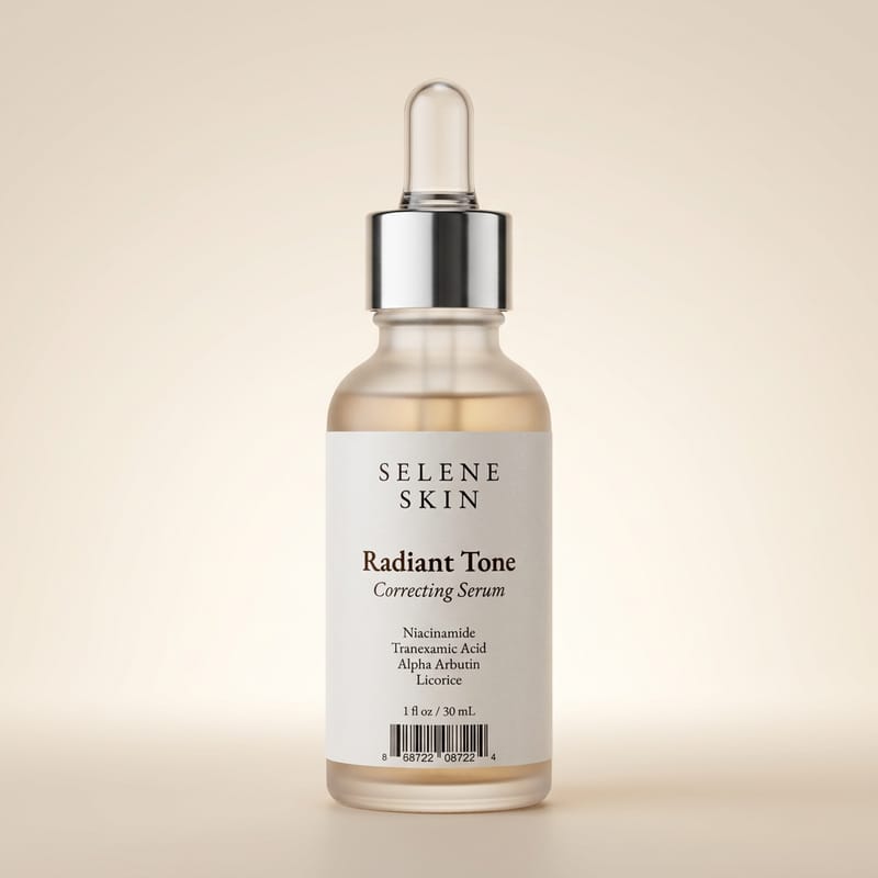 Radiant Tone Correcting Serum frosted glass dropper bottle — front