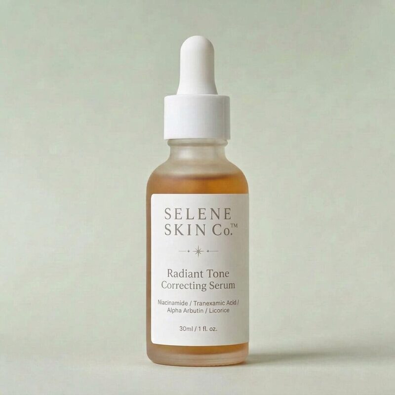 Radiant Tone Correcting Serum frosted glass dropper bottle — front