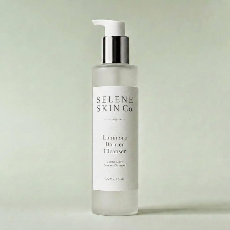 Luminous Barrier Cleanser frosted glass pump bottle — front