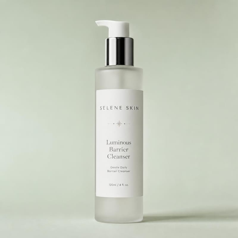 Luminous Barrier Cleanser frosted glass pump bottle — front
