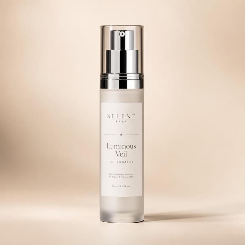 Luminous Veil SPF 40 frosted airless pump tube — upright